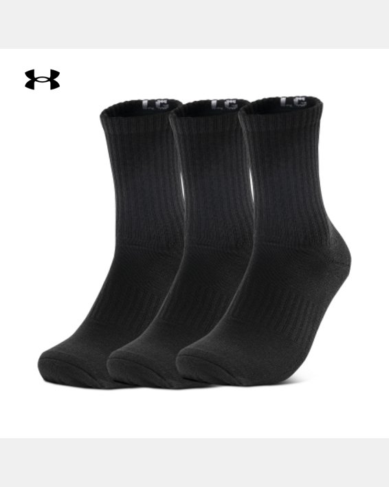 Unisex UA Core 3-Pack Mid-Crew Socks in Black image number 0